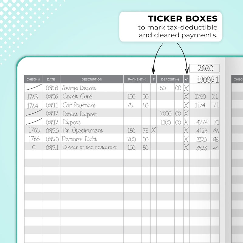 Clever Fox Check Register Book - Deluxe Transaction Register  Accounting Ledger Book  Checkbook Register & Checking Account Register Book for Personal and Work Use  Large Size  7x10  - Turquoise - Image 5